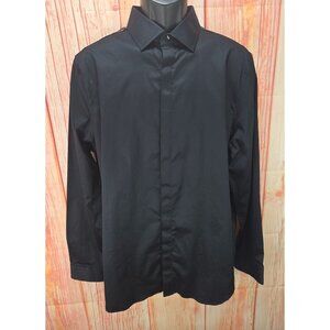 Karl Lagerfeld Paris Mens Studded Black Dress Shirt Large